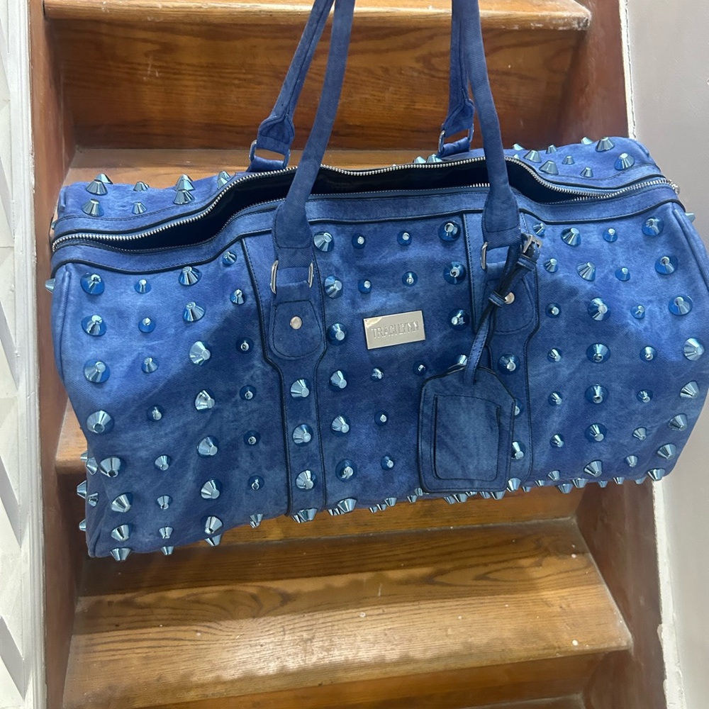 Traci Lynn Blue Studded Travel Bag